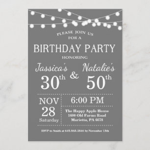 Gris de la invitación a la fiesta de cumpleaños co