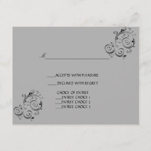 Gris de la tarjeta de contestación de la boda y