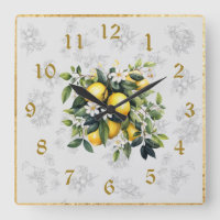 Gris de reloj de pared de cocina de limón y fruta 