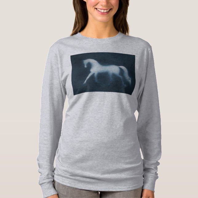 Gris de Shilhouette del caballo de la camiseta del (Anverso)
