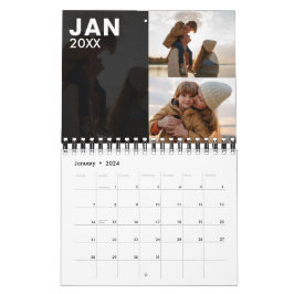 Gris del calendario de fotos de la familia moderna