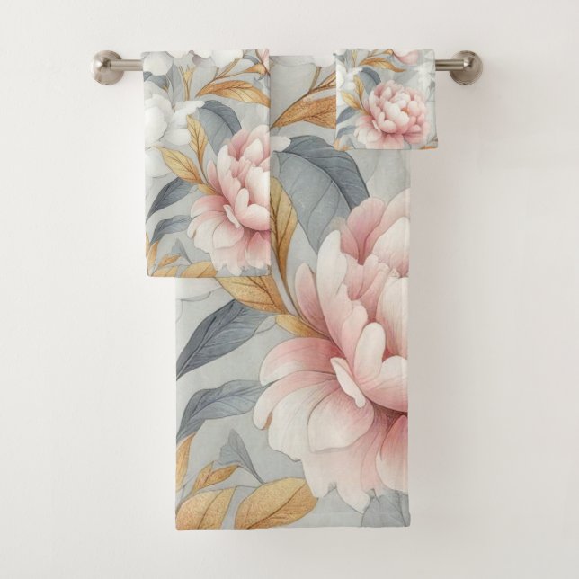Gris dorado rosa floral elegante (In situ)