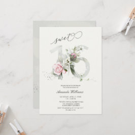 Gris dulce de 16 Rosas | Invitación romántica plat