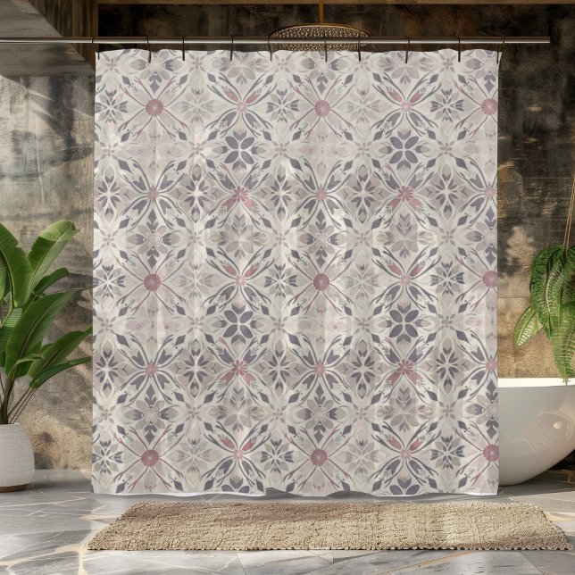 Gris e Ivory Mandala Diseño Cortina de Ducha. (Subido por el creador)