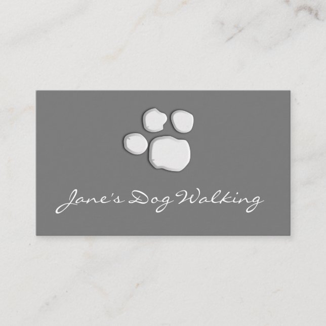 Gris Elegant Dog Walking Paw Imprimir tarjeta de v (Anverso)