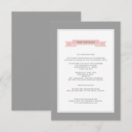Gris elegante | Tarjeta de detalles de Boda rosa R