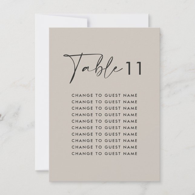 Gris elegante y moderno tablero de bodas (Anverso)