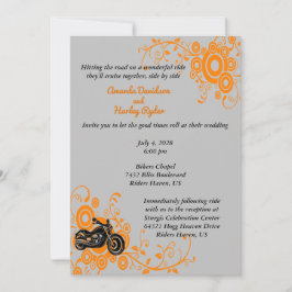 Gris en motocicleta, negro, invitación a la boda N