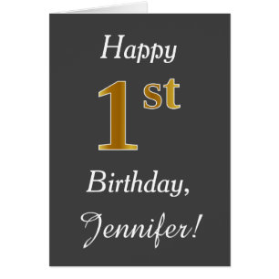 Gris, Faux Gold Primer cumpleaños + Nombre persona