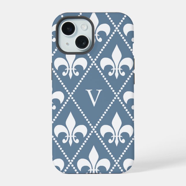 Gris Francés Fleur de Lis con monograma (Reverso )