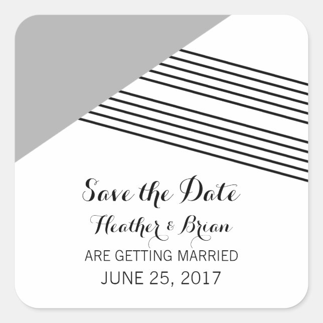Gris Geometric Stripe Save the Date Pegatinas (Anverso)