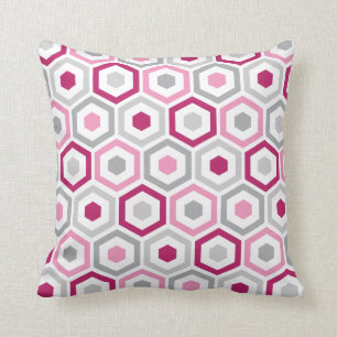 Gris geométrico del rosa de la baya de la almohada