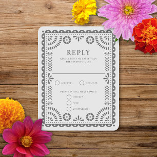 Gris ligero de Papel Picado   Tarjeta RSVP de resp