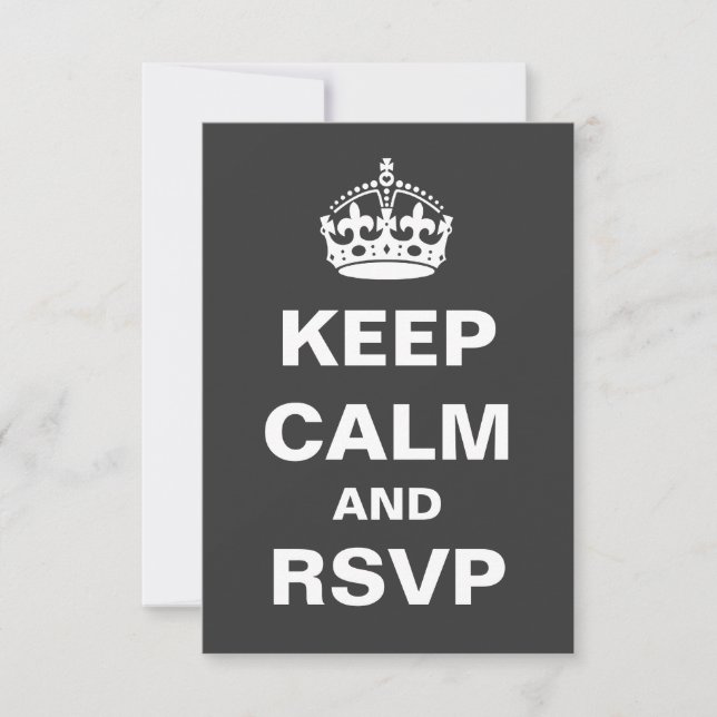 Gris Mantener la calma Boda RSVP (Anverso)