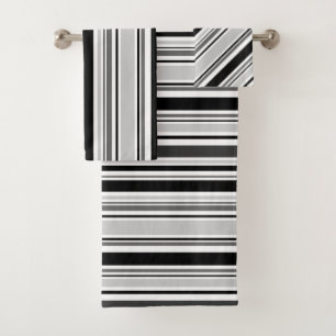 Gris mezclado moderno, negro, sistema de la toalla