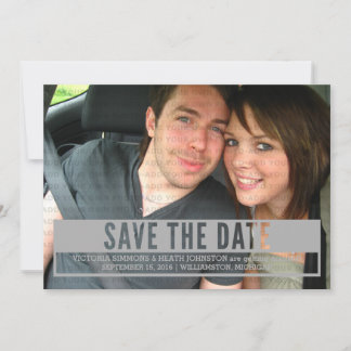 Gris Modern Cut Out Guardar la invitación de fecha