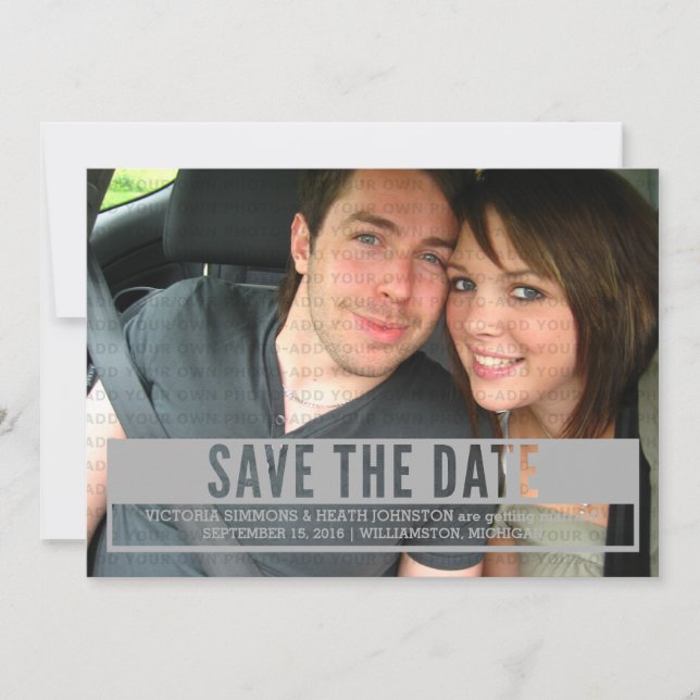 Gris Modern Cut Out Guardar la invitación de fecha (Anverso)