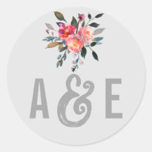 Gris moderno | Sellos para sobres Bodas de flores