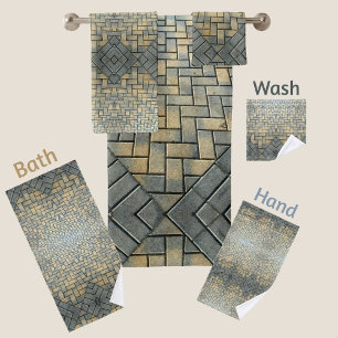 Gris mosaico y ladrillo de mostaza