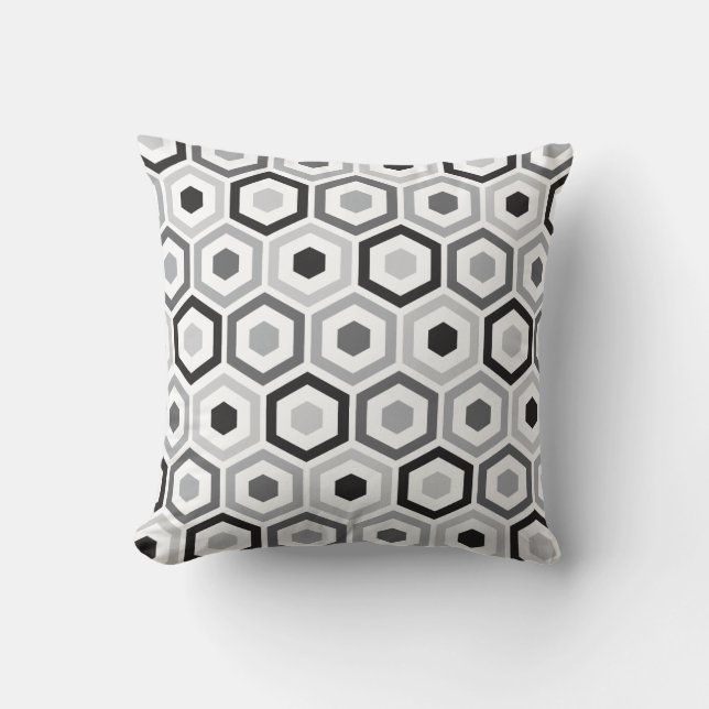 Gris negro geométrico de la almohada el | del (Anverso)