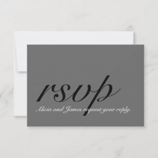 Gris, Negro, Simple RSVP de boda con inicial