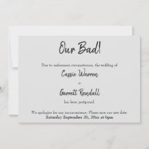 Gris "¡Nuestro Mal!" Invitación Boda pospuesta