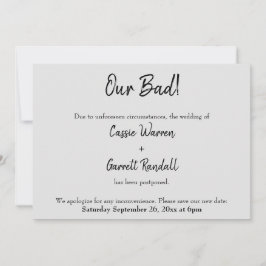 Gris "¡Nuestro Mal!" Invitación Boda pospuesta