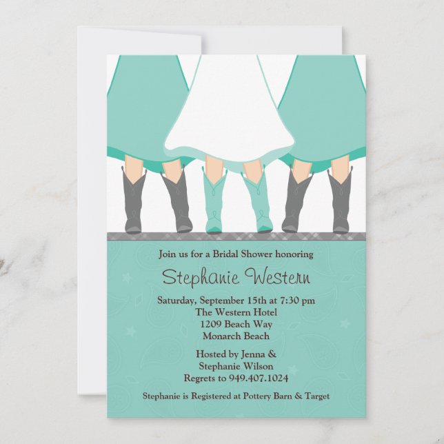Gris nupcial de la menta de la invitación de la (Anverso)