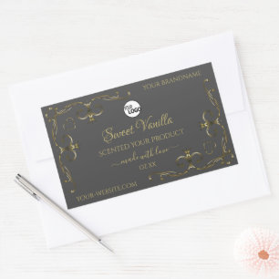 Gris Ornamental Gold Corners Etiqueta de productos