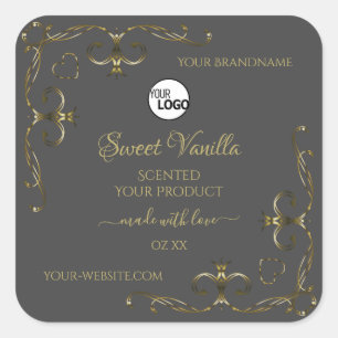 Gris Ornamental Gold Corners Etiqueta de productos