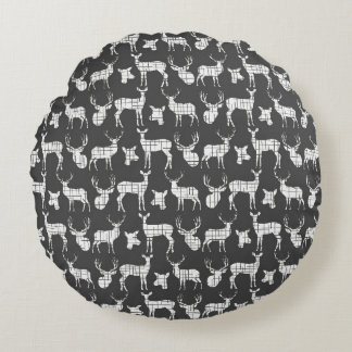 Gris oscuro con almohada redonda de ciervo blanco