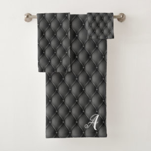 Gris oscuro Gótico Faux Pin Tucks & Monograma Letr