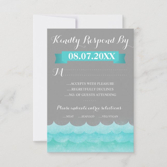 Gris personalizado En Las Tarjetas RSVP Náuticas (Anverso)