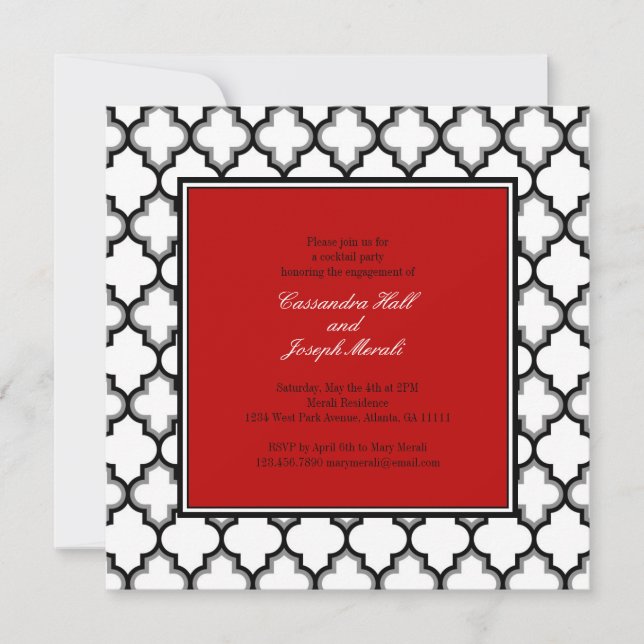 Gris plateado, Invitación a Tuxedo Blanco y Negro, (Anverso)