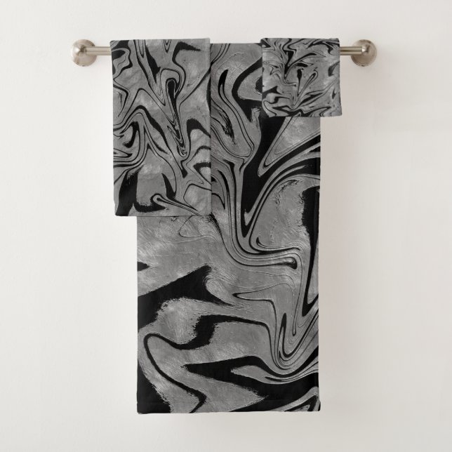 Gris plateado y negro elegante Glamour Mármol de G (In situ)