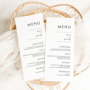 Gris profundo y blanco Moderno menú de Bodas mín