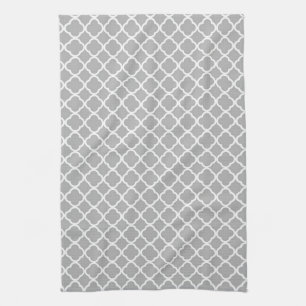 Gris Quarterfoil Latti Monograma Cocina Toalla de