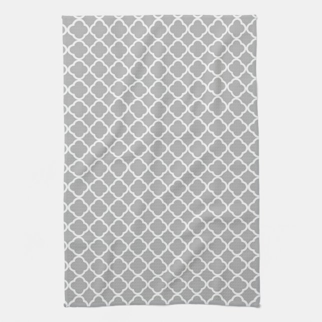 Gris Quarterfoil Latti Monograma Cocina Toalla de  (Vertical)