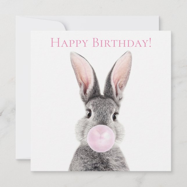 Gris rabbit soplando chicle rosado (Anverso)