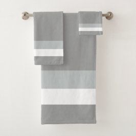 Gris rayado, Gris medio, toalla de baño blanca