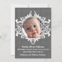Gris Rustic Swirls Baby Invitación