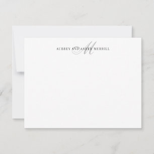 Gris Script Monograma Tarjeta de nota de diseño mo