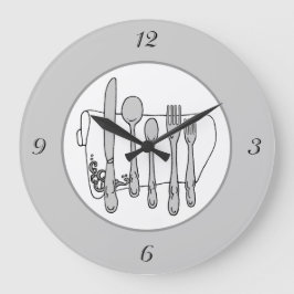 Gris Silverware White Naping Números simples Reloj