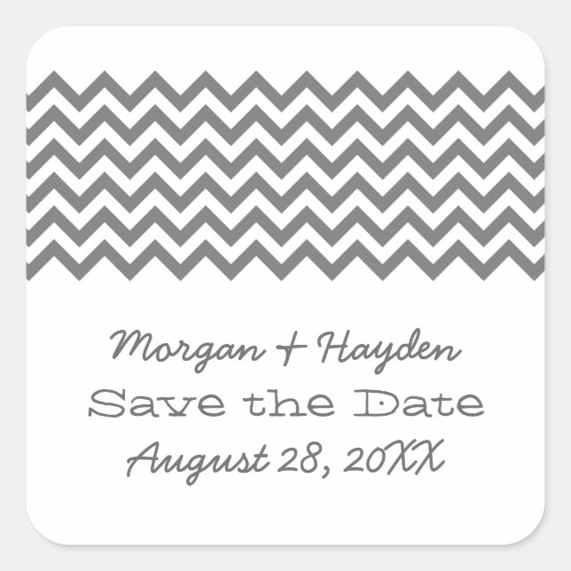 Gris Simple Chevron Salven a los Pegatinas de cita (Anverso)