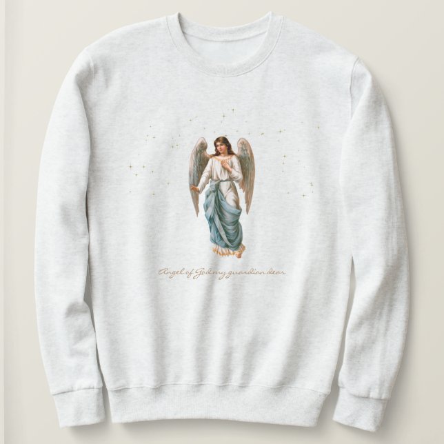 Gris sudadera Angel Guardian de Mujeres (Anverso del diseño)
