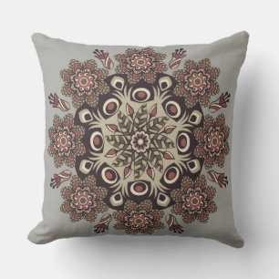 Gris/ Taupe Mandala Almohada Decorable Reversible