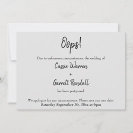 Gris "¡Uy!" Invitación Boda pospuesta
