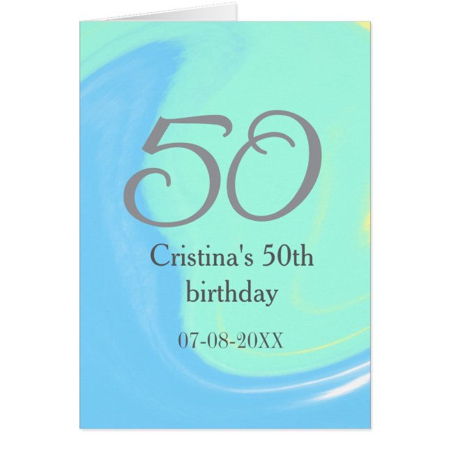 Gris verde azul 50 cumpleaños añadir fecha retro (Frente)