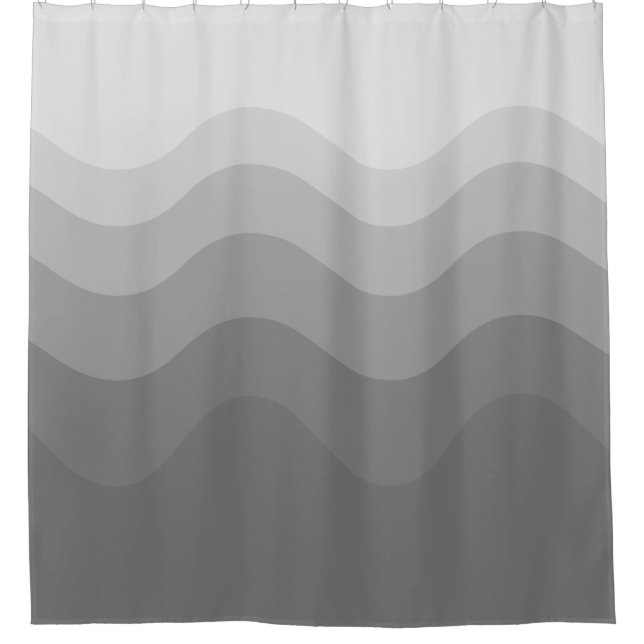 Gris Wavey Stripe Moderno Cortina de Ducha (Anverso)