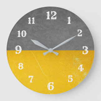 Gris y amarillo reloj de pared moderna